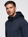 Ombre Clothing Férfi pulóver kapucnival sima kötésből - sötétkék V4 OM-SZBC-0196 Ombre Clothing