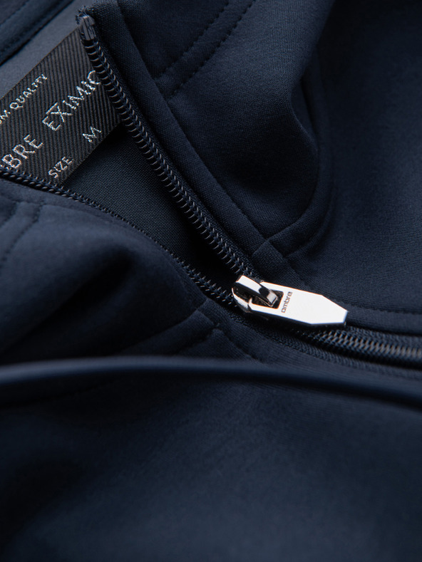 Ombre Clothing Férfi pulóver kapucnival sima kötésből - sötétkék V4 OM-SZBC-0196 Ombre Clothing