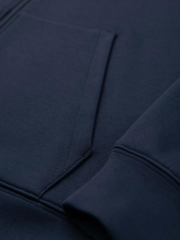 Ombre Clothing Férfi pulóver kapucnival sima kötésből - sötétkék V4 OM-SZBC-0196 Ombre Clothing