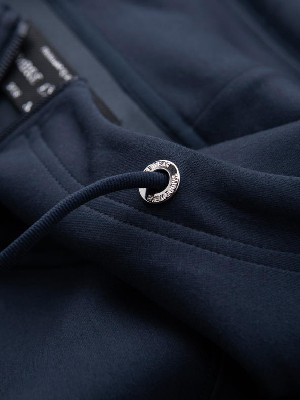 Ombre Clothing Férfi pulóver kapucnival sima kötésből - sötétkék V4 OM-SZBC-0196 Ombre Clothing