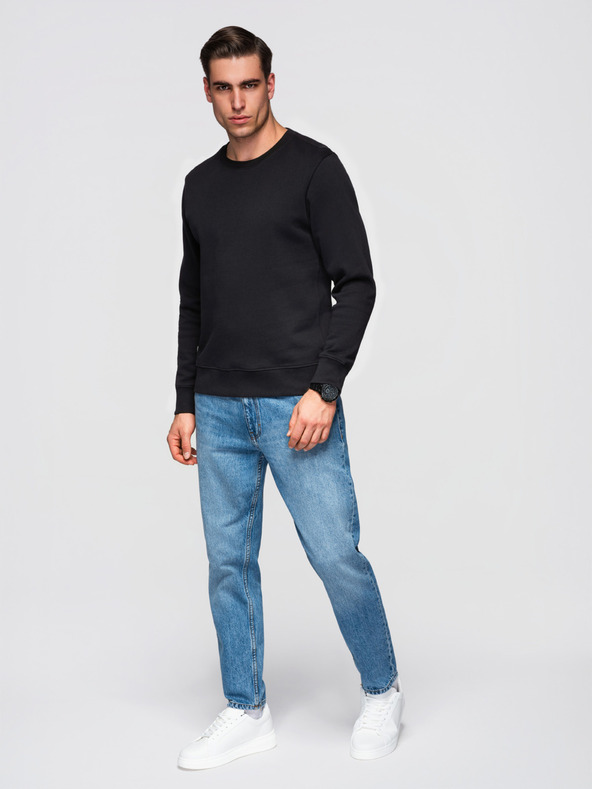 Ombre Clothing Férfi BASIC pulóver kerek nyakkivágással - fekete Ombre Clothing