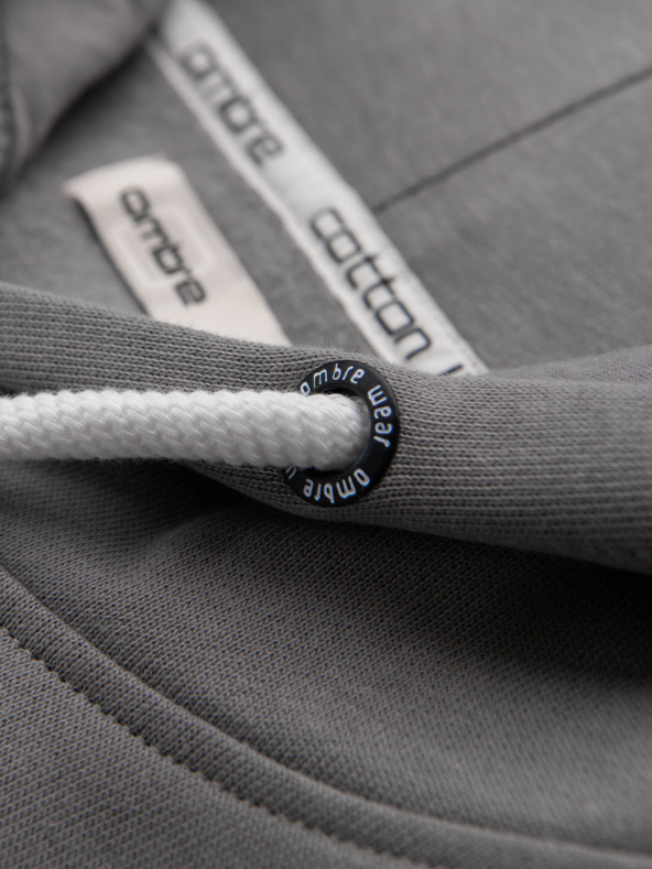 Ombre Clothing Férfi pamut kenguru BASIC pulóver kapucnival - szürke Ombre Clothing