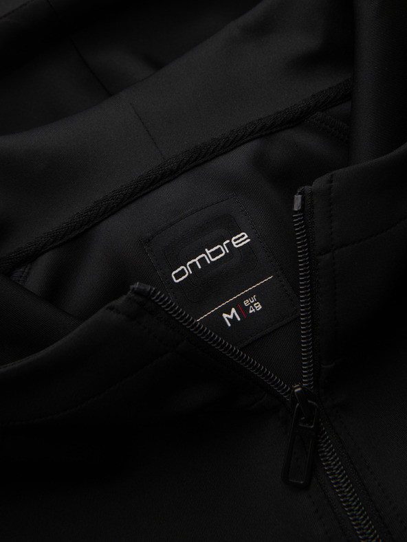 Ombre Clothing Férfi cipzáras pulóver kapucnival és szegélyezéssel - fekete V1 B1717 Ombre Clothing