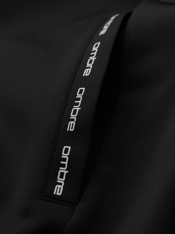 Ombre Clothing Férfi cipzáras pulóver kapucnival és szegélyezéssel - fekete V1 B1717 Ombre Clothing