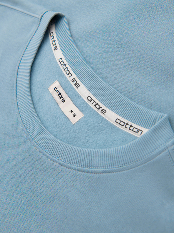 Ombre Clothing Férfi BASIC pulóver kerek nyakkivágással - kék Ombre Clothing