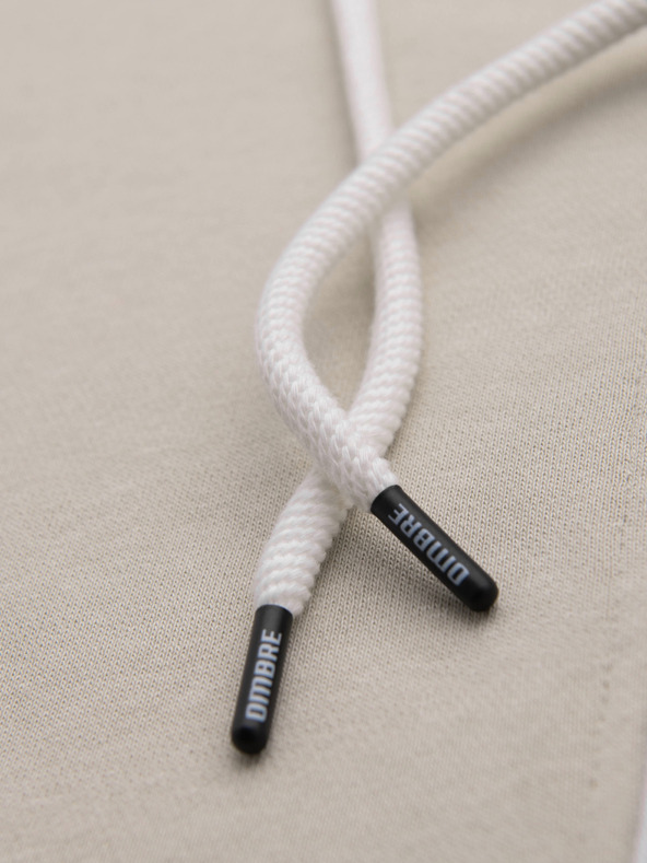 Ombre Clothing Férfi pamut BASIC pulóver kapucnival - világosbézs V1 OM-SSBZ-0272 Ombre Clothing