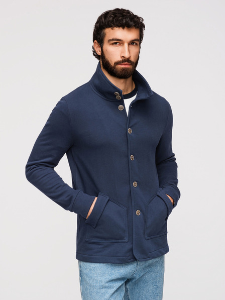 Ombre Clothing Férfi kötött pulóver állónyakkal - sötétkék V4 B1716 Ombre Clothing