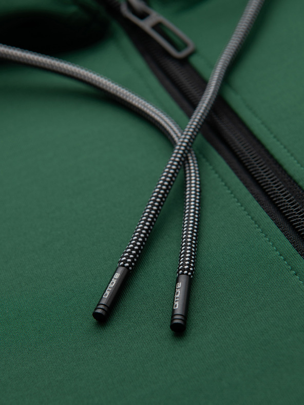 Ombre Clothing Férfi gombos kapucnis pulóver szegélyezéssel - sötétzöld V7 B1717 Ombre Clothing