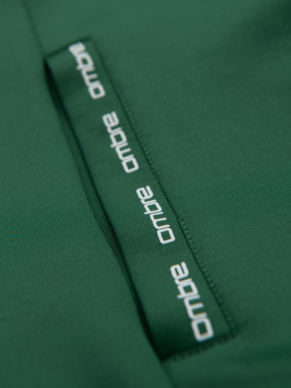 Ombre Clothing Férfi gombos kapucnis pulóver szegélyezéssel - sötétzöld V7 B1717 Ombre Clothing