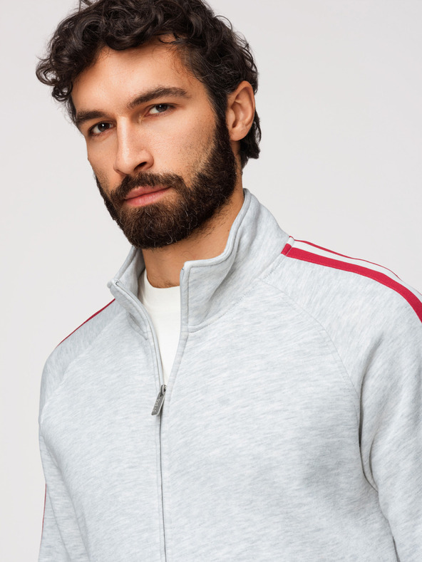 Ombre Clothing Férfi pulóver magas állással és csíkokkal - szürke melange V1 B1718 Ombre Clothing