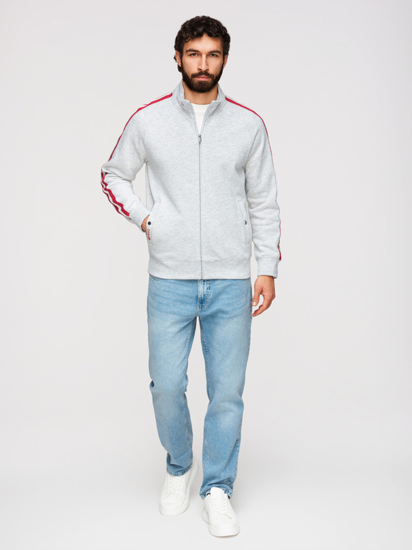 Ombre Clothing Férfi pulóver magas állással és csíkokkal - szürke melange V1 B1718 Ombre Clothing