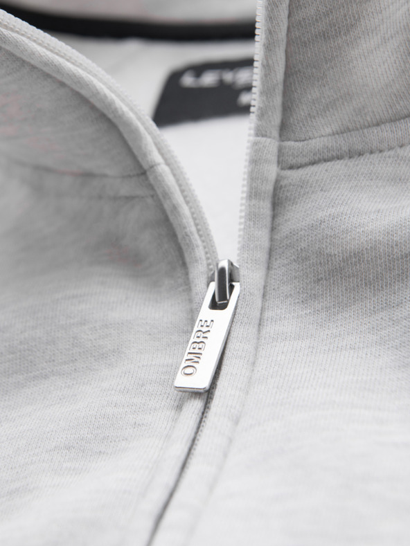 Ombre Clothing Férfi pulóver magas állással és csíkokkal - szürke melange V1 B1718 Ombre Clothing