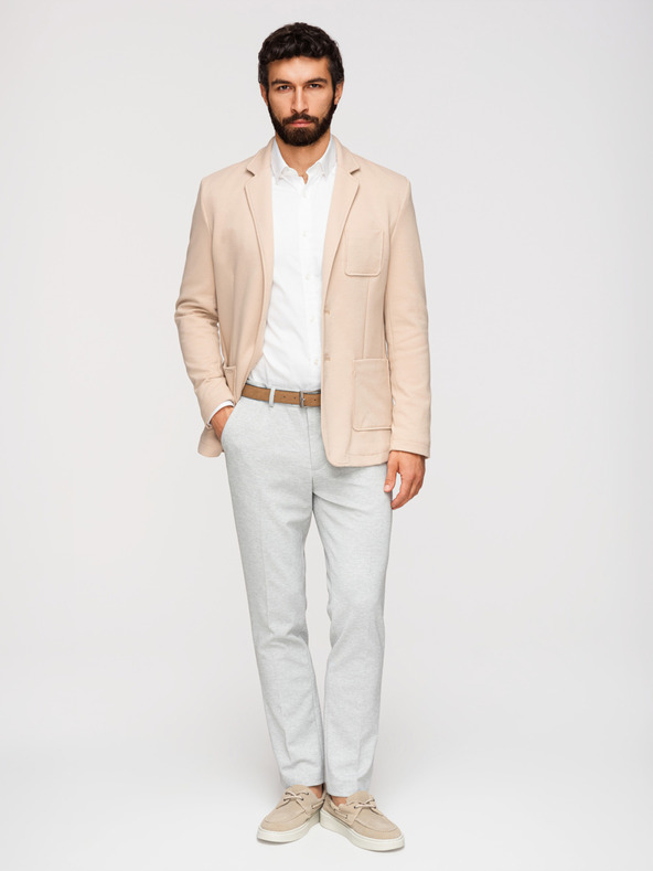 Ombre Clothing Férfi kötött slim fit kabát finom szerkezettel - bézs V5 M165 Ombre Clothing