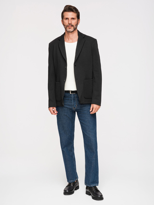 Ombre Clothing Férfi strukturált dzseki magas állással és kapucnival - fekete V2 M167 Ombre Clothing