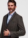 Ombre Clothing Férfi elegáns finoman kockás kabát gyapjúkeverékből - sötétbarna V3 M166 Ombre Clothing