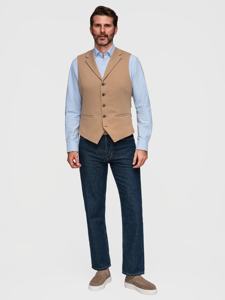 Ombre Clothing Férfi elegáns mellény revérrel - barna V1 V66 Ombre Clothing