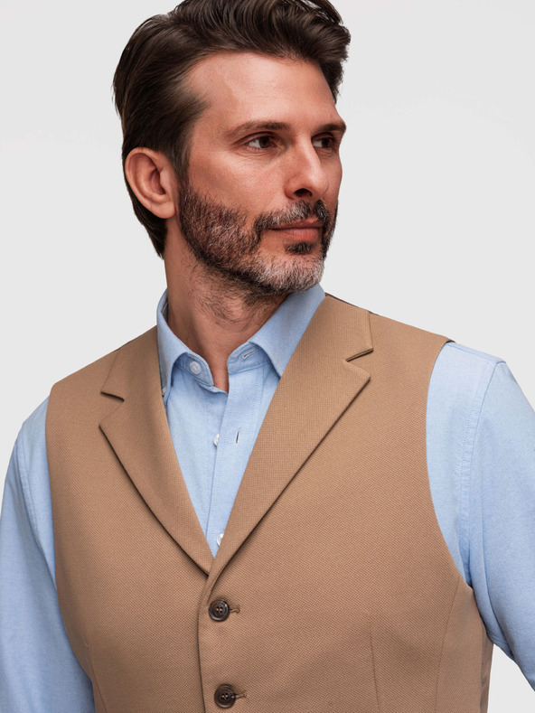 Ombre Clothing Férfi elegáns mellény revérrel - barna V1 V66 Ombre Clothing