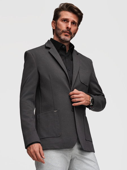 Ombre Clothing Férfi kötött szűk szabású kabát finom szerkezettel - grafit V1 M165 Ombre Clothing
