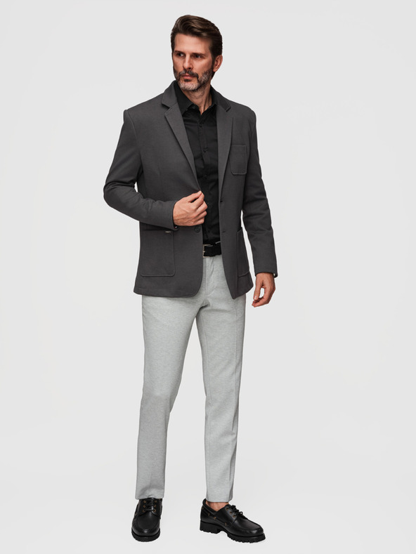 Ombre Clothing Férfi kötött szűk szabású kabát finom szerkezettel - grafit V1 M165 Ombre Clothing