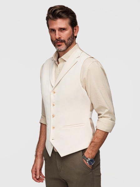 Ombre Clothing Elegáns férfi mellény revérrel - bézs V2 V66 Ombre Clothing