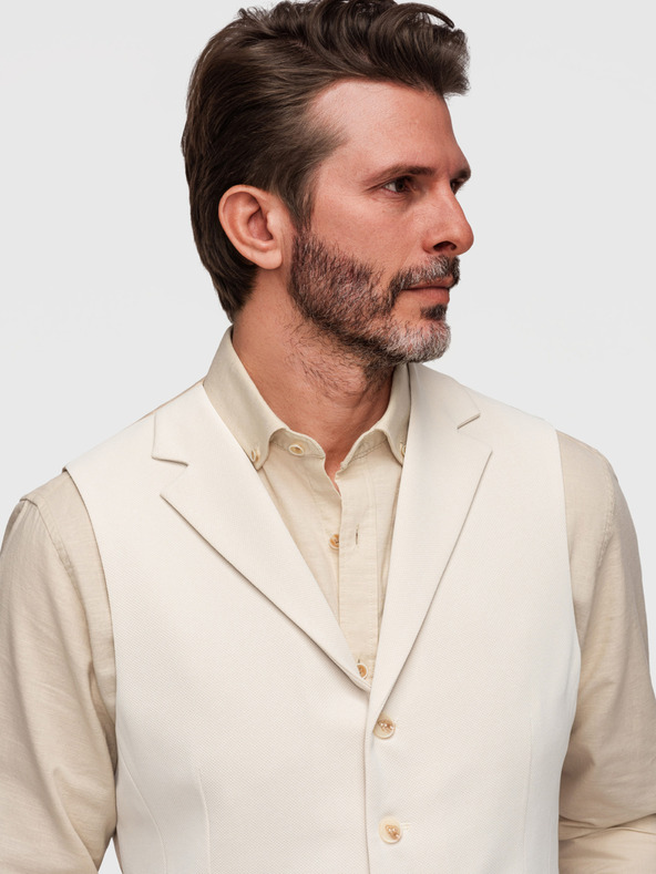 Ombre Clothing Elegáns férfi mellény revérrel - bézs V2 V66 Ombre Clothing