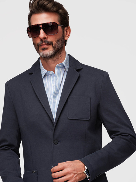 Ombre Clothing Férfi kötött slim fit kabát finom textúrával - sötétkék V3 M165 Ombre Clothing