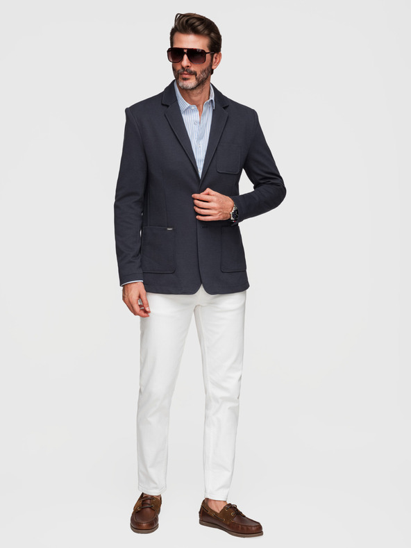 Ombre Clothing Férfi kötött slim fit kabát finom textúrával - sötétkék V3 M165 Ombre Clothing