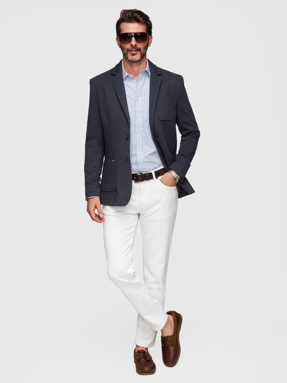 Ombre Clothing Férfi kötött slim fit kabát finom textúrával - sötétkék V3 M165 Ombre Clothing