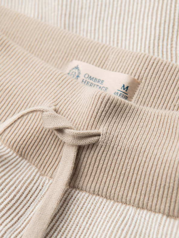 Ombre Clothing Férfi kötött rövidnadrág állítható derékkal - bézs V1 OM-SRCS-0202 Ombre Clothing