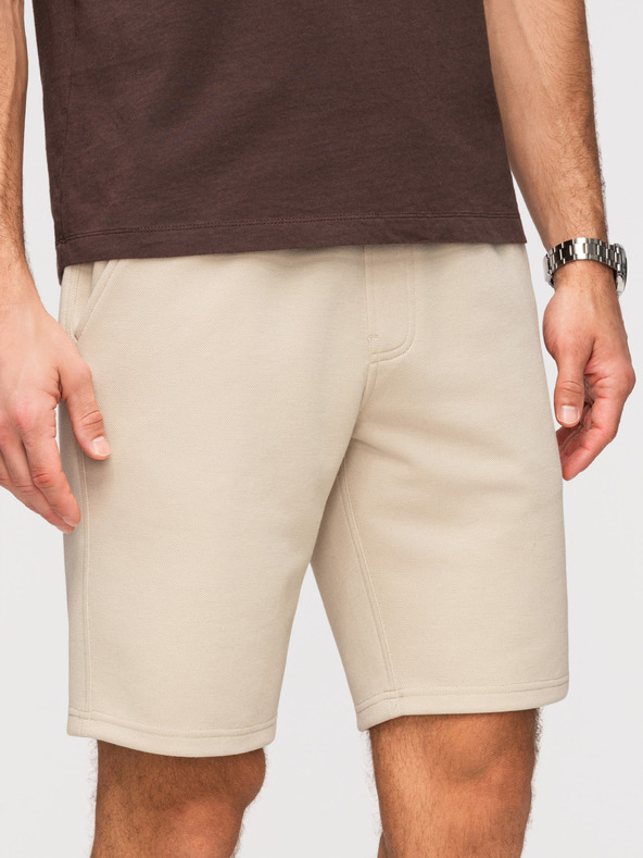 Ombre Clothing Férfi strukturált rövidnadrág REGULAR FIT - bézs V1 OM-SRSK-0124 Ombre Clothing