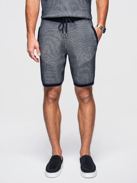 Ombre Clothing Férfi kötött rövidnadrág állítható derékkal - sötét kék V3 OM-SRCS-0202 Ombre Clothing