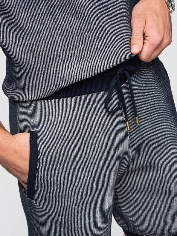 Ombre Clothing Férfi kötött rövidnadrág állítható derékkal - sötét kék V3 OM-SRCS-0202 Ombre Clothing