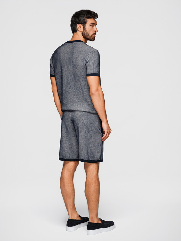 Ombre Clothing Férfi kötött rövidnadrág állítható derékkal - sötét kék V3 OM-SRCS-0202 Ombre Clothing