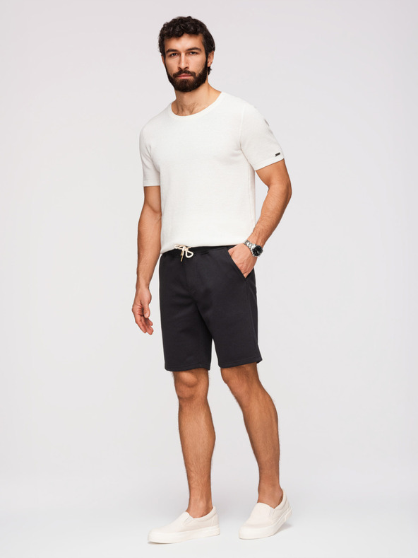 Ombre Clothing Férfi strukturált rövidnadrág REGULAR FIT - fekete V2 OM-SRSK-0124 Ombre Clothing