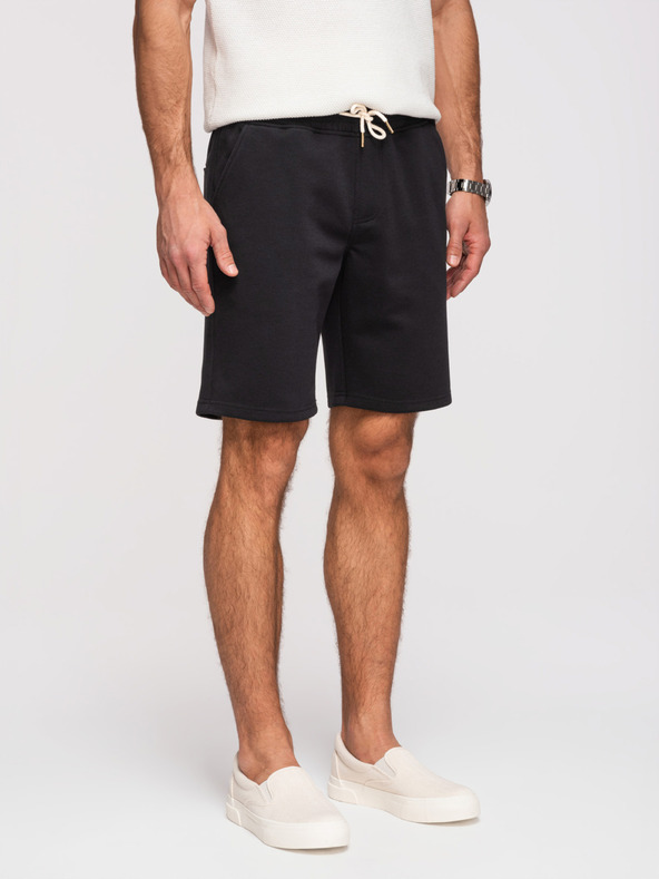 Ombre Clothing Férfi strukturált rövidnadrág REGULAR FIT - fekete V2 OM-SRSK-0124 Ombre Clothing