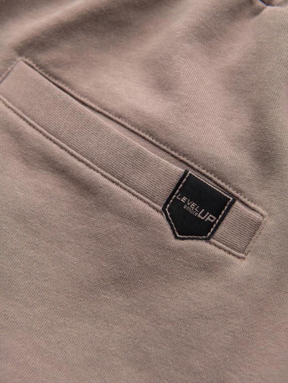 Ombre Clothing Férfi rövidnadrág REGULAR FIT francia frottír kötöttből - sötét bézs V2 OM-SRSK-0196 Ombre Clothing