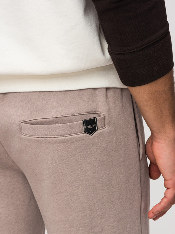 Ombre Clothing Férfi rövidnadrág REGULAR FIT francia frottír kötöttből - sötét bézs V2 OM-SRSK-0196 Ombre Clothing