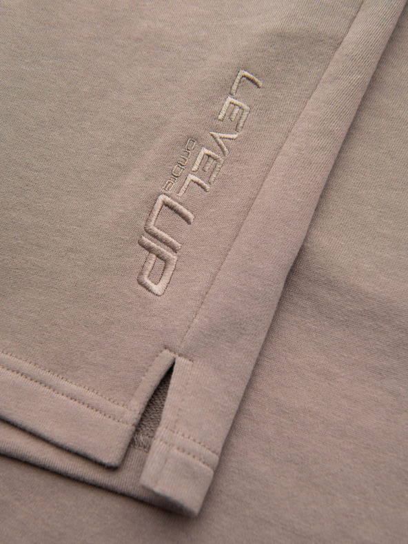 Ombre Clothing Férfi rövidnadrág REGULAR FIT francia frottír kötöttből - sötét bézs V2 OM-SRSK-0196 Ombre Clothing