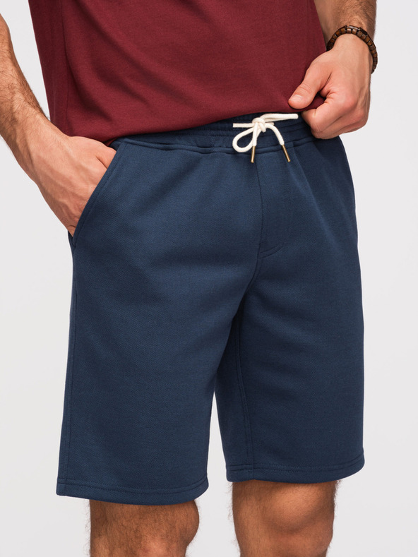 Ombre Clothing Férfi strukturált rövidnadrág REGULAR FIT - sötét kék V3 OM-SRSK-0124 Ombre Clothing