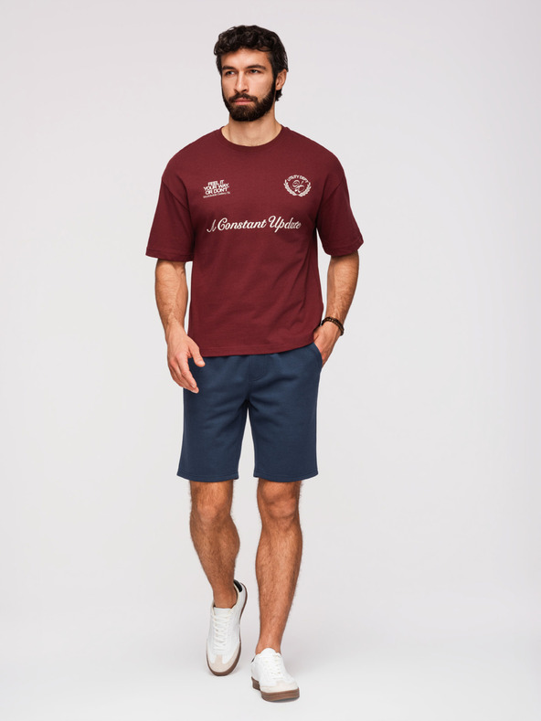 Ombre Clothing Férfi strukturált rövidnadrág REGULAR FIT - sötét kék V3 OM-SRSK-0124 Ombre Clothing