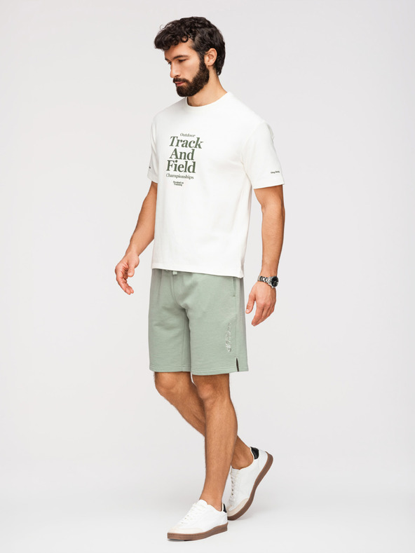 Ombre Clothing Férfi rövidnadrág REGULAR FIT francia frottír kötöttből - pasztell zöld V3 OM-SRSK-0196 Ombre Clothing