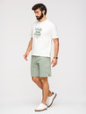 Ombre Clothing Férfi rövidnadrág REGULAR FIT francia frottír kötöttből - pasztell zöld V3 OM-SRSK-0196 Ombre Clothing
