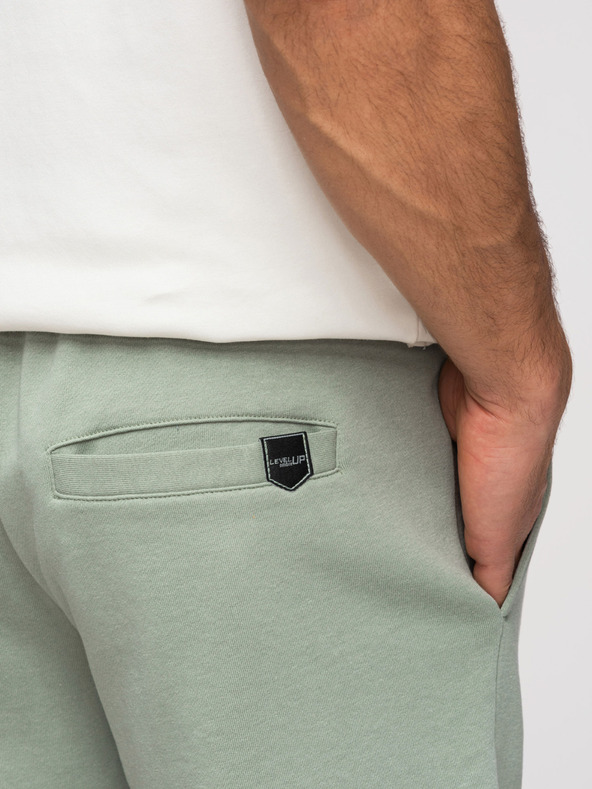 Ombre Clothing Férfi rövidnadrág REGULAR FIT francia frottír kötöttből - pasztell zöld V3 OM-SRSK-0196 Ombre Clothing