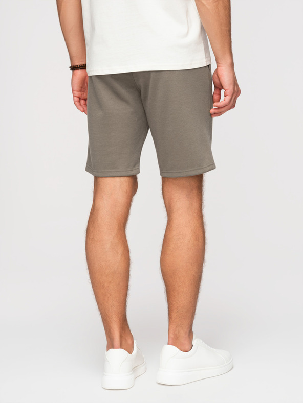 Ombre Clothing Férfi strukturált rövidnadrág REGULAR FIT - khaki V4 OM-SRSK-0124 Ombre Clothing