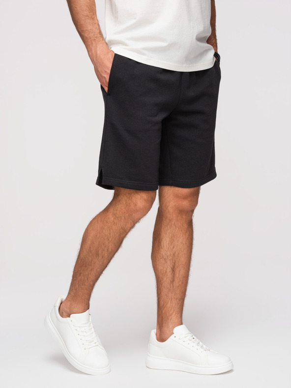 Ombre Clothing Férfi rövidnadrág REGULAR FIT francia frottír kötöttből - fekete V4 OM-SRSK-0196 Ombre Clothing