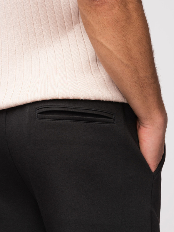 Ombre Clothing Férfi rövidnadrág REGULAR FIT sima kötöttből - fekete V1 OM-SRBC-0153 Ombre Clothing