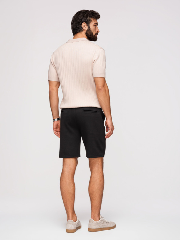 Ombre Clothing Férfi rövidnadrág REGULAR FIT sima kötöttből - fekete V1 OM-SRBC-0153 Ombre Clothing