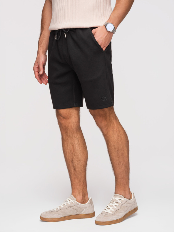 Ombre Clothing Férfi rövidnadrág REGULAR FIT sima kötöttből - fekete V1 OM-SRBC-0153 Ombre Clothing