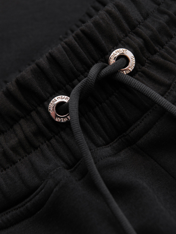 Ombre Clothing Férfi rövidnadrág REGULAR FIT sima kötöttből - fekete V1 OM-SRBC-0153 Ombre Clothing