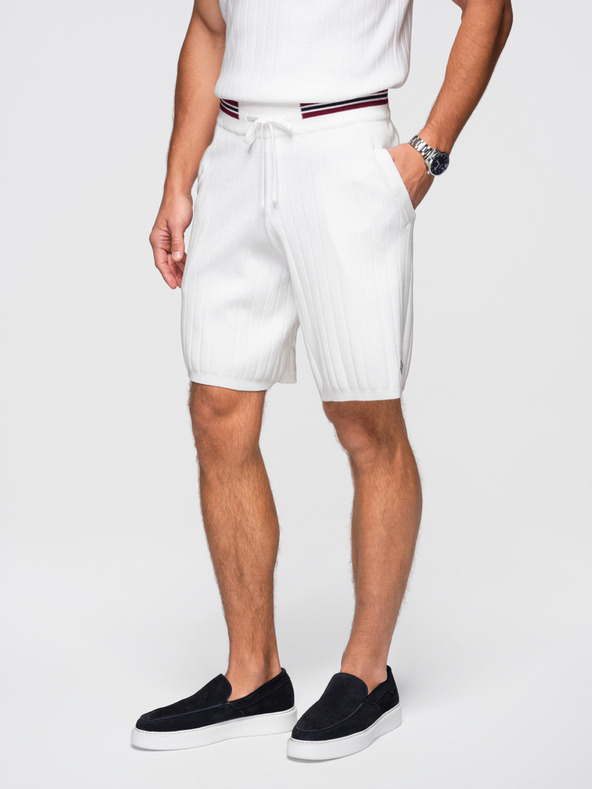 Ombre Clothing Férfi viszkóz strukturált rövidnadrág REGULAR - fehér V1 OM-SRCS-0203 Ombre Clothing